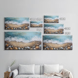 Oyster painting, coastal decor, framed canvas print, seascape painting, nautical wall art, extra wide art, textured beach painting