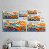 Surreal Abstract Art, phoenix metal art, geometric wall art, moody art, panoramic art, extra wide art, Framed Canvas Print