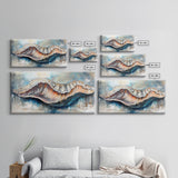 Oyster Shell, coastal painting, framed canvas print, nautical decor, oyster wall art, blue and green wall art, extra wide art