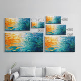 Water Reflection, Abstract Seascape, Nautical Wall Art, Coastal Painting, Horizontal Wall Art, Canvas Print, Extra Wide Art