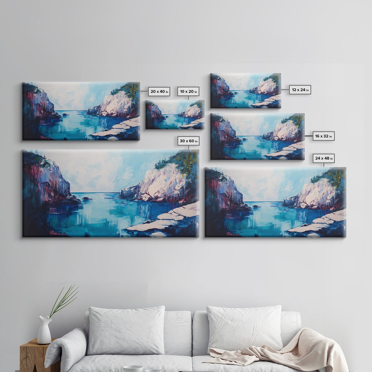 Ocean Cliffs, Seascape Painting, Nautical Decor, Coastal Landscape Art, Above Couch Art, Bedroom Art, Canvas Print, Gift Idea