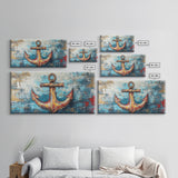 Nautical Anchor, Coastal Decor, Rustic Wall Art, Extra Wide Art, Nautical Wall Art, Horizontal Wall Art, Framed Canvas Print, Living Room Art