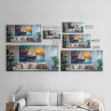Sunset Sailboat Painting, sailboat painting, nautical painting, coastal decor, above bed wall art, seascape painting, Canvas Print