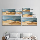 Desert Landscape, Mountain Painting, Rustic Decor, Southwest Wall Art, Framed Canvas Print, Panoramic Art, Earthy Tones Wall Art
