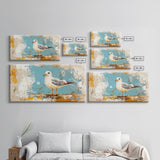Seagull Painting, Coastal Landscape Art, Nautical Wall Art, Rustic Decor, Framed Canvas Print, Beach House Art, Bird Art