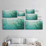 Kelp Forest Art, Coastal Landscape Art, Nautical Wall Art, Framed Canvas Print, Ocean Inspired Artwork, Blue and Green Wall Art
