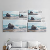Ocean Rock Painting, seascape painting, coastal decor, nautical wall art, above bed wall art, horizontal art, canvas print