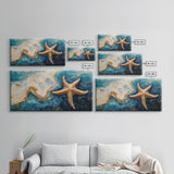 Starfish Painting, Coastal Wall Art, Ocean Art, Framed Canvas Print, Nautical Decor, Beach House Art, Blue and Green Wall Art