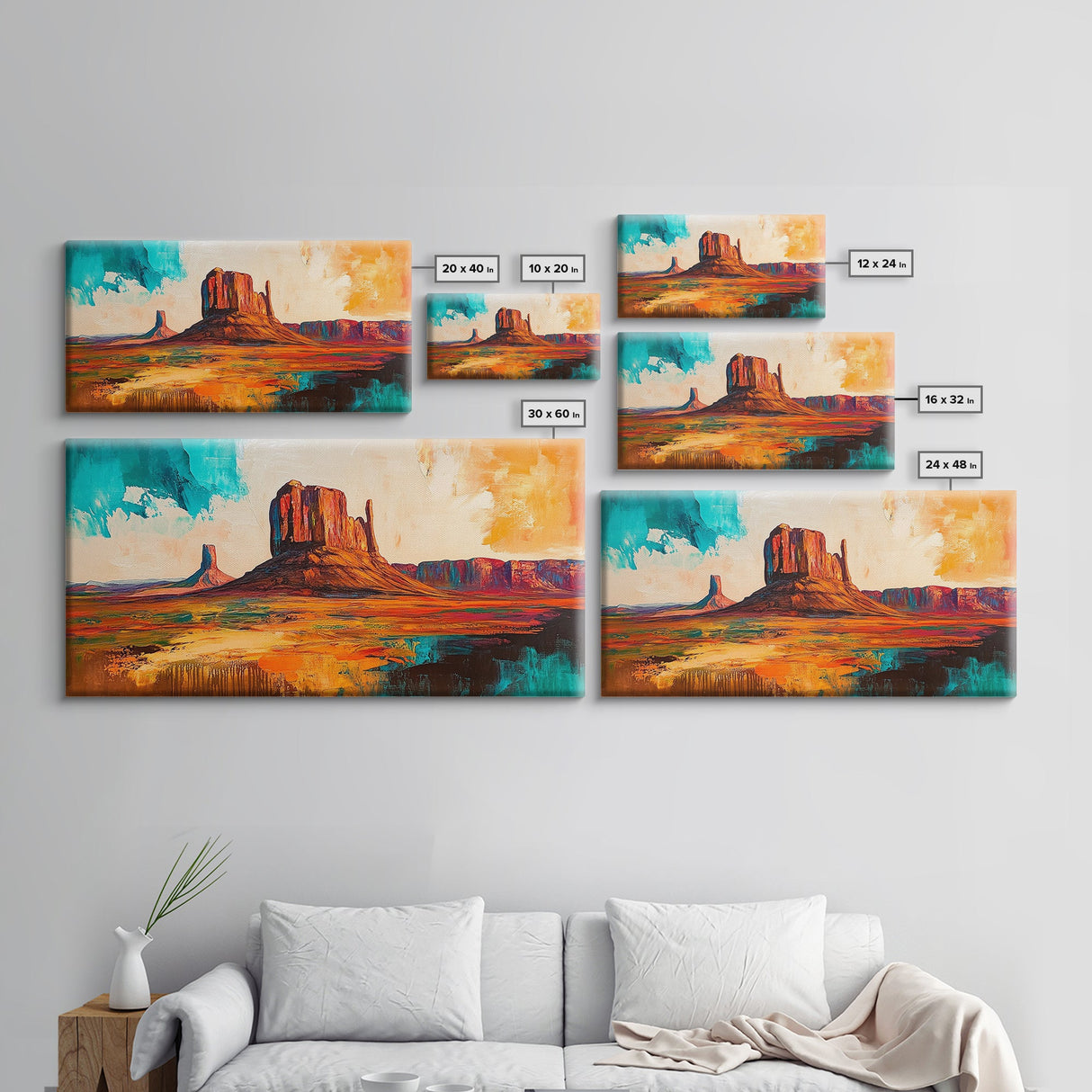Southwest Landscape, Joshua tree art, desert painting, southwest wall art, framed canvas print, mountain painting, rustic wall art