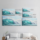 Ocean Wave, seascape painting, surf wall art, nautical decor, blue and green wall art, coastal landscape art, Canvas Print