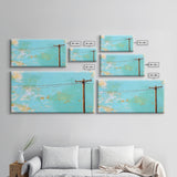 Power Lines, minimalist art, boho wall art, extra wide art, blue and green wall art, wabi sabi art, above sofa art, Canvas Print