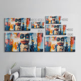 Abstract Totem Pole, chicano art, geometric wall art, African art, rustic art, moody art, gift idea him, Canvas Print