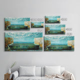 Infinity Pool, Canvas Print, modern landscape art, minimalist decor, extra wide painting, blue and green wall art, contemporary art