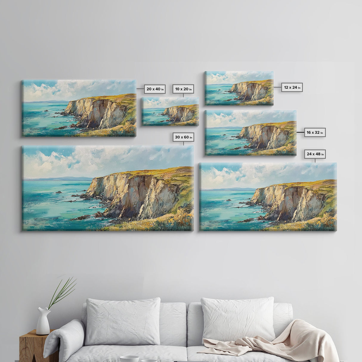 Ireland Painting, Coastal Cliffs, Ocean Landscape, Canvas Print, Nautical Wall Art, Coastal Landscape Art, Above Couch Art