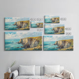 Ireland Painting, Coastal Cliffs, Ocean Landscape, Canvas Print, Nautical Wall Art, Coastal Landscape Art, Above Couch Art