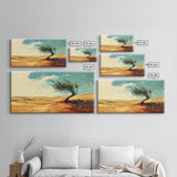 Windblown Tree, Desert Landscape, Southwest Wall Art, Canvas Print, Moody Art, Rustic Wall Art, Wabi Sabi Art, Panoramic Art
