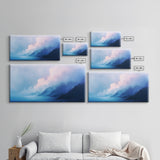 Blue Mountain Mist, Moody Landscape, Coastal Landscape Art, Minimalist Art, Extra Wide Art, Framed Canvas Print, Living Room Art