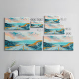Open Road, Ocean View Highway, Coastal Landscape, Nautical Painting, Lake Tahoe Art, Panoramic Art, Canvas Print, Horizontal Art