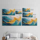 Abstract Ocean, Textured Painting, Teal Wall Art, Nautical Decor, Horizontal Wall Art, Framed Canvas Print, Coastal Decor, Extra Wide Art