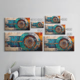 Industrial Vault, Steampunk Wall Art, Mechanical Wall Art, Extra Wide Art, Horizontal Wall Art, Framed Canvas Print, Living Room Art, Moody Art