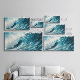 Ocean Wave Art, Seascape Painting, Coastal Decor, Nautical Wall Art, Beach House Gift, Blue and Green Wall Art, Framed Canvas Print