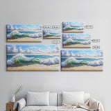Beach Wave Painting, Coastal Landscape Art, Ocean Wall Art, Surf Wall Art, Nautical Decor, Seascape Art, Horizontal Wall Art, Canvas Print