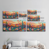 Southwest Desert Art, Boho Art, Wildflower Painting, Pink Orange Wall Art, Colorful Wall Art, Above Bed Wall Art, Canvas Print