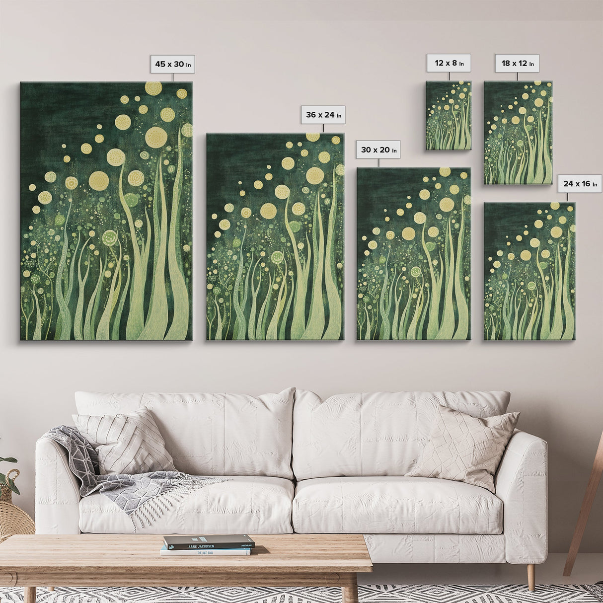 Abstract Nature, Green Wall Art, Botanical Prints, Canvas Print, Boho Art, Living Room Wall Art, Minimalist Art, Wabi Sabi Decor