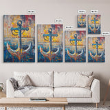 Nautical Anchor, Coastal Wall Art, Rustic Ocean Painting, Nautical Decor, Coastal Cowgirl Wall Art, Canvas Print, Gift Idea