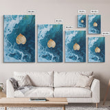 Floating Leaf Painting, Nature Abstract Art, Ocean Inspired Decor, Moody Wall Art, Tranquil Home Decor, Canvas Print