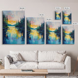 Golden Glow, lake Tahoe art, mountain painting, landscape painting, above bed wall art, framed canvas print, panoramic painting