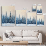 Winter Forest Scene, pine tree art, rustic wall art, moody art, landscape painting, minimalist art, Framed Canvas Print