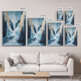 Abstract Glacier, wabi sabi art, zen wall art, blue and green wall art, minimalist art, Framed Canvas Print