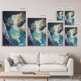 Hidden Sea Cave, nautical wall art, coastal decor, rustic wall art, moody art, Canvas Print, extra wide panoramic art