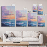 Ocean Sunset View, coastal landscape art, pink orange wall art, seascape painting, framed canvas print, bedroom art, nautical decor