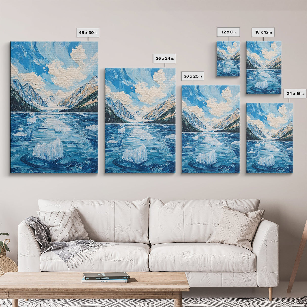 Glacial Lake View, lake Tahoe art, blue and green wall art, panoramic painting, framed canvas print, nature art, above couch art