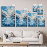 Glacial Lake View, lake Tahoe art, blue and green wall art, panoramic painting, framed canvas print, nature art, above couch art