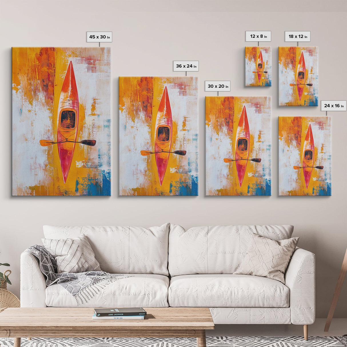 Kayak Painting, Nautical Wall Art, Coastal Cowgirl Wall Art, Rustic Decor, Abstract Boat Art, Ocean Painting, Canvas Print