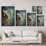 Vibrant Trout Art, Fly Fishing Art, Lake Tahoe Art, Rustic Wall Art, Nature Inspired Decor, Fisherman Gift, Canvas Print