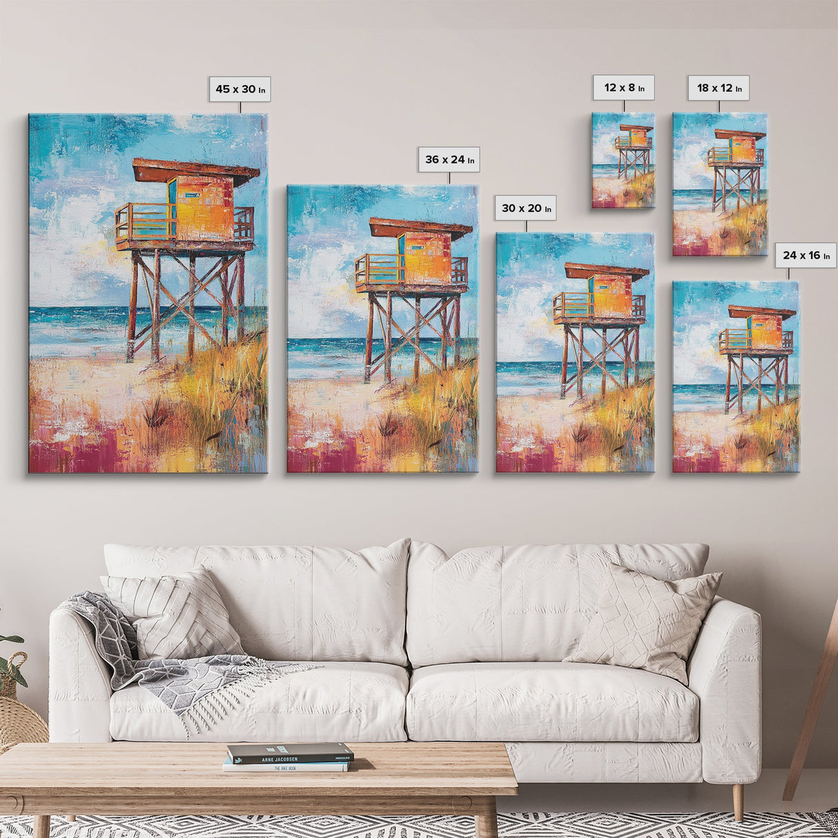 Lifeguard, Beach, Surf, Framed Canvas Print, coastal painting, beach house art, coastal cowgirl wall art, surf wall art, nautical painting