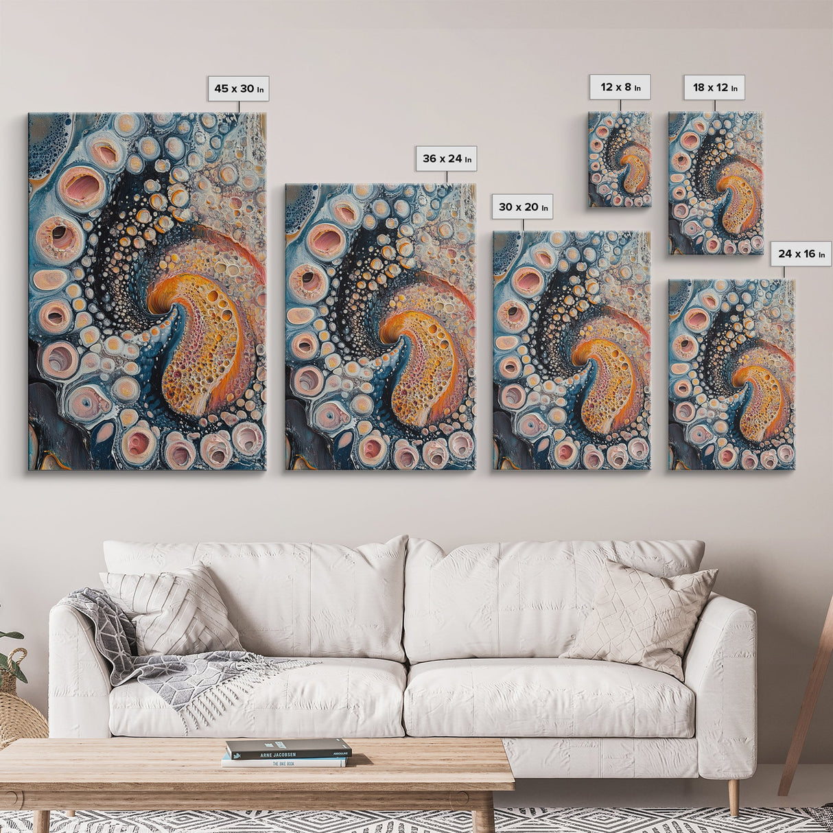 Abstract Swirl, Sacred Geometry Wall Art, Psychedelic Art, Science Art, Moody Art, Teal Wall Art, Canvas Print, Gift Idea