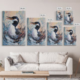 Abstract Loon, bird art, teal wall art, moody art, coastal decor, nautical painting, gift idea for her, Canvas Print, living room art