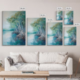 Mangrove Trees, coastal landscape art, tropical art, teal wall art, beach house decor, nautical wall art, Canvas Print, extra wide art
