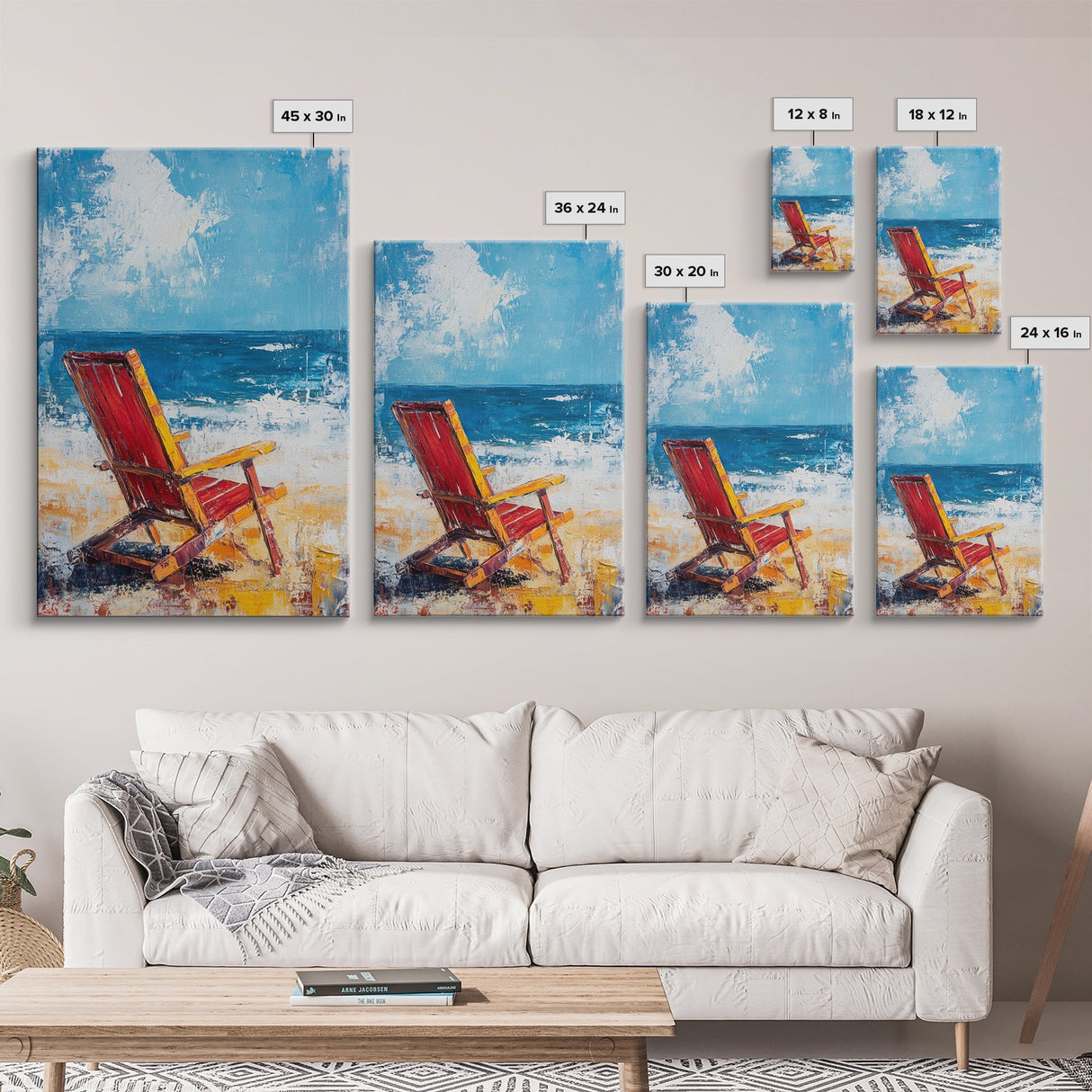 Beach Chair, Coastal Decor, Nautical Painting, Seascape Art, Ocean Wall Art, Coastal Landscape Art, Canvas Print, Gift Idea