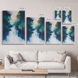 Waterfall Painting, Moody Art, Coastal Landscape Art, Framed Canvas Print, Above Sofa Art, Living Room Art, Vertical Wall Art