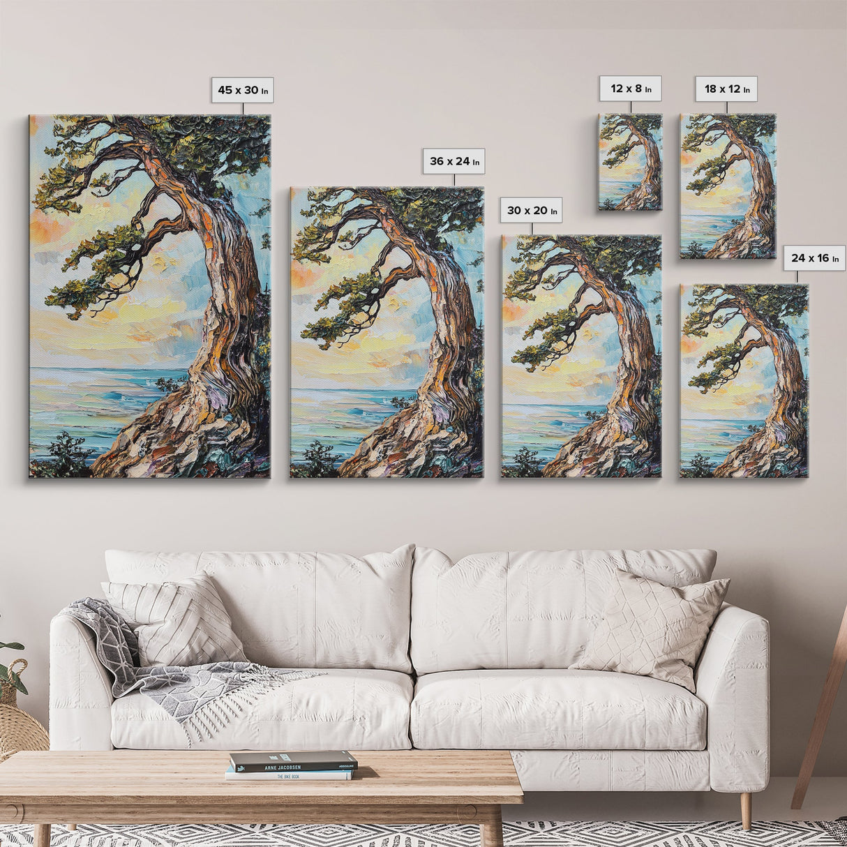 Joshua Tree Art, Coastal Landscape Art, Framed Canvas Print, Oak Tree Art, Rustic Art, Living Room Art, Boho Art, Moody Art