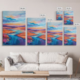 Vibrant River, landscape painting, wabi sabi art, coastal landscape art, Canvas Print, horizontal wall art, panoramic art, farmhouse art