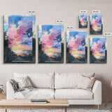Sunset Beach, seascape painting, coastal wall art, nautical decor, panoramic painting, above bed wall art, framed canvas print