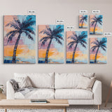 Palm Tree, tropical painting, coastal decor, surf wall art, Hawaii art, beach house decor, ocean painting, framed canvas print