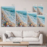 Ocean Shore, beach painting, coastal landscape art, nautical wall art, living room art, abstract seascape, framed canvas print